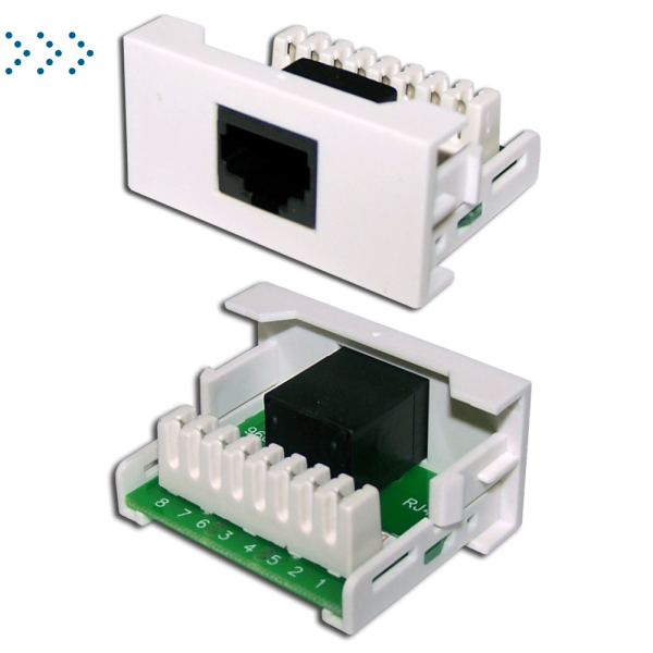 Вставка Mosaic 22.5x45 1xRJ45 Cat.5e, белая