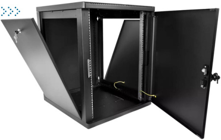 Шкаф телекоммуникационный настенный разборный 15U (600 × 660) съемные стенки, дверь металл, цвет черный