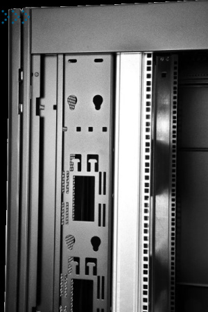 Шкаф серверный напольный 48U (800 × 1200) дверь перфорированная, задние двойные перфорированные, цвет черный