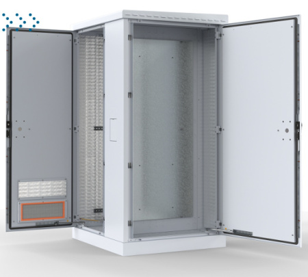 Шкаф уличный всепогодный напольный 24U (Ш1000хГ900) с электроотсеком, три двери