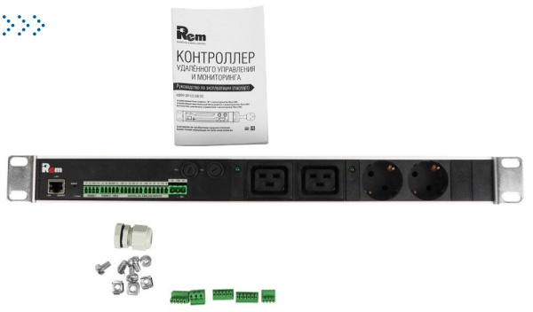 Упр. блок розеток с монит. Rem-MC1 2 S, 2 С19, 32A, алюм., 19", колодка