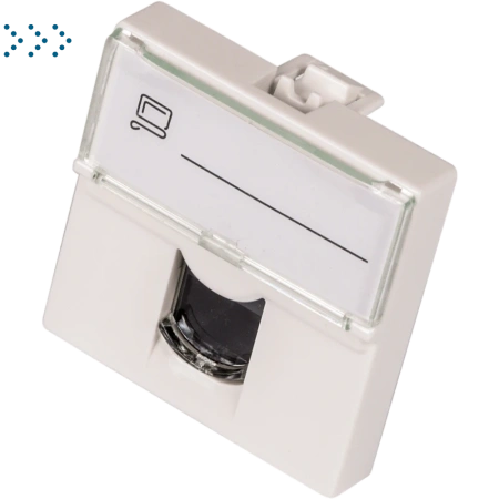 Вставка Mosaic 45x45, RJ-45 UTP, кат.6, со шторкой и увеличенным окном маркировки, белая