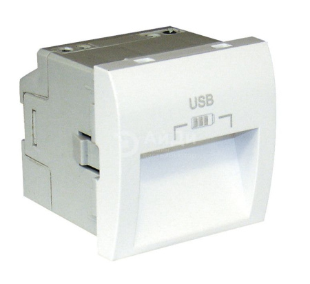 Двойная USB розетка 20°, зарядная, черный матовый (45384 SPM)