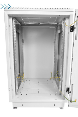 Шкаф телекоммуникационный напольный 18U (600x600) дверь стекло, цвет чёрный