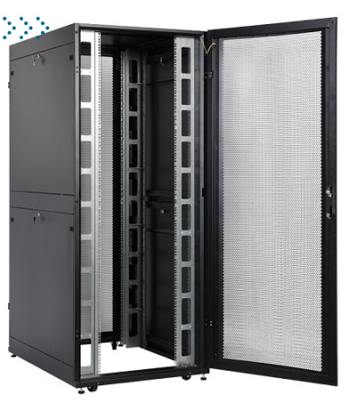 Шкаф серверный ПРОФ напольный 48U (800x1200) дверь перфор., задние двойные перфор., черный, в сборе