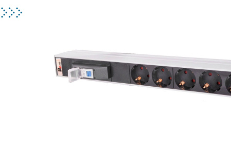 Вертикальный блок розеток Rem-16 с авт. 16A, 15 Shuko, 10 IEC 60320 C19, 16A, алюм., 42-48U, колодка