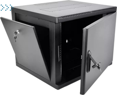 Шкаф телекоммуникационный настенный разборный 9U (600 × 660) съемные стенки, дверь металл, цвет черный