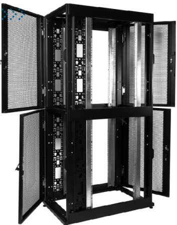 Шкаф серверный ПРОФ напольный колокейшн 46U (600x1200) 2 секции, дверь перфор. 2 шт., черный, в сборе