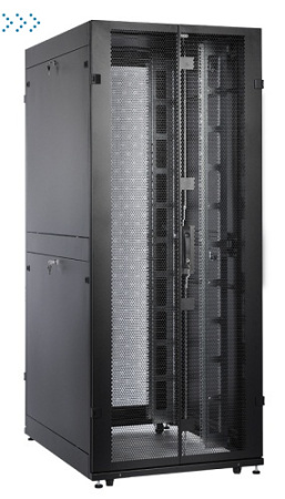 Шкаф серверный ПРОФ напольный 42U (800x1000) дверь перфор., задние двойные перфор., черный, в сборе