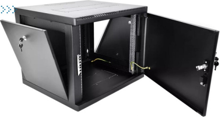 Шкаф телекоммуникационный настенный разборный 9U (600 × 660) съемные стенки, дверь металл, цвет черный