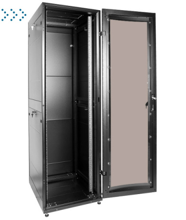 Шкаф телекоммуникационный напольный ПРОФ универсальный 42U (600x600) дверь стекло, чёрный, в сборе