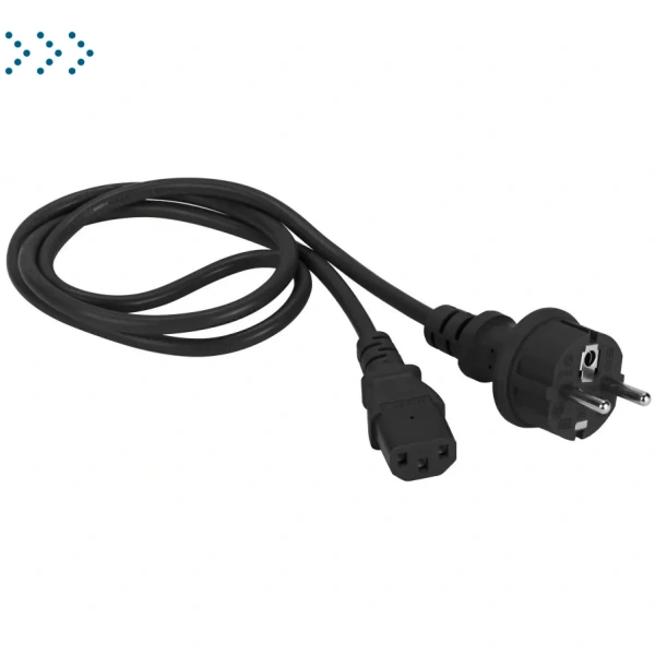 Шнур питания C13-Schuko прямая, 3х0.75, 220В, 10А, черный, 1 метр